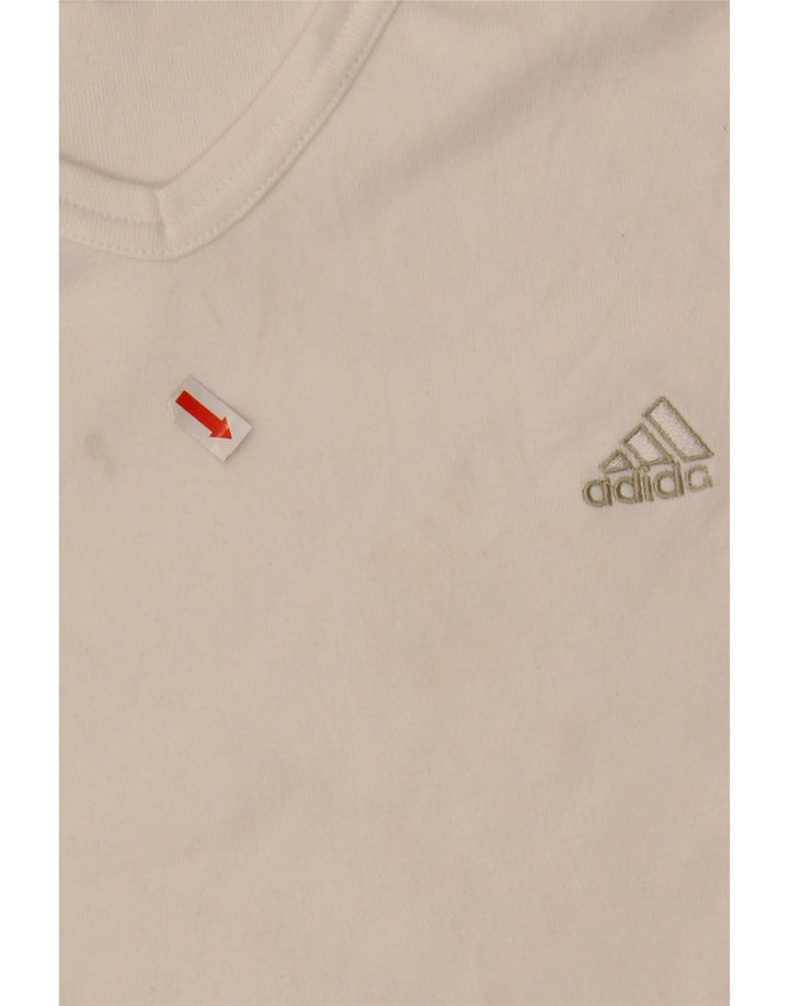 ADIDAS Womens T-Shirt Top UK 14 Medium White Cotton