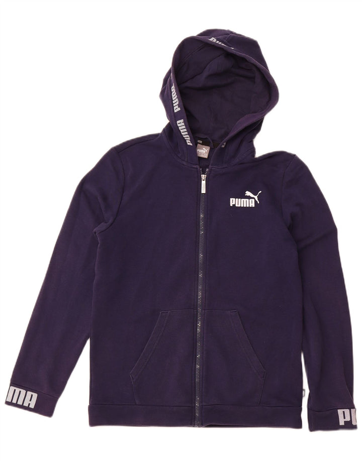 PUMA Boys Graphic Zip Hoodie Sweater 13-14 Years  Navy Blue Cotton