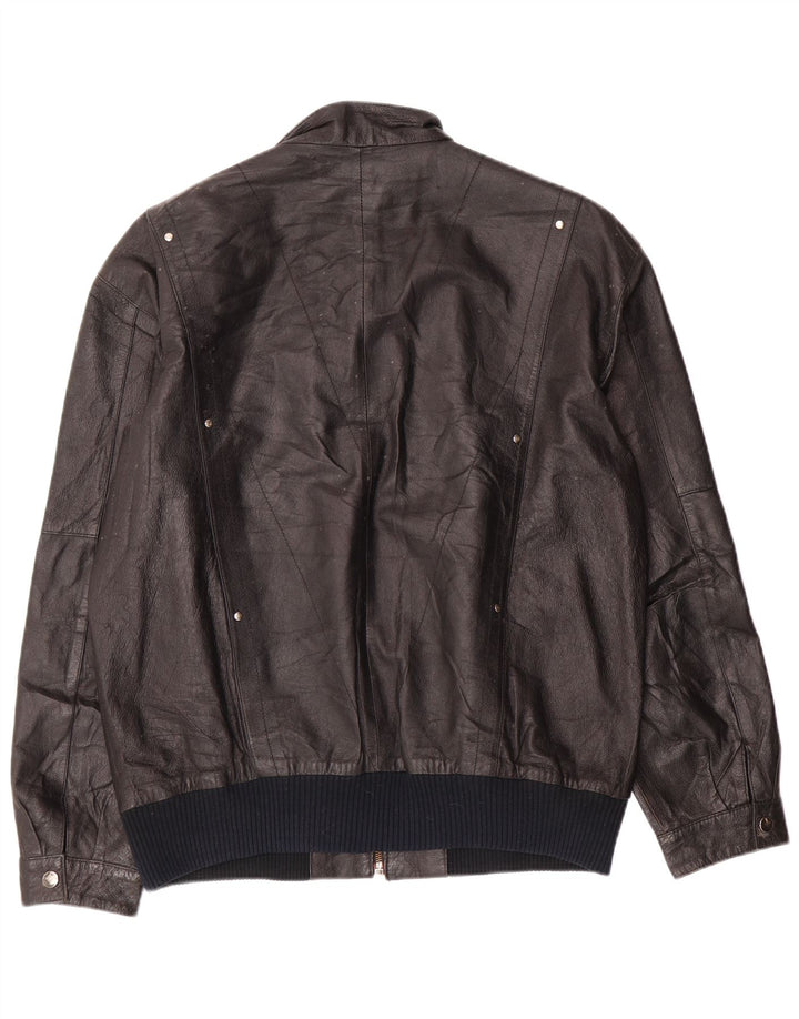 ESCO Mens Leather Jacket IT 52 XL Black Leather