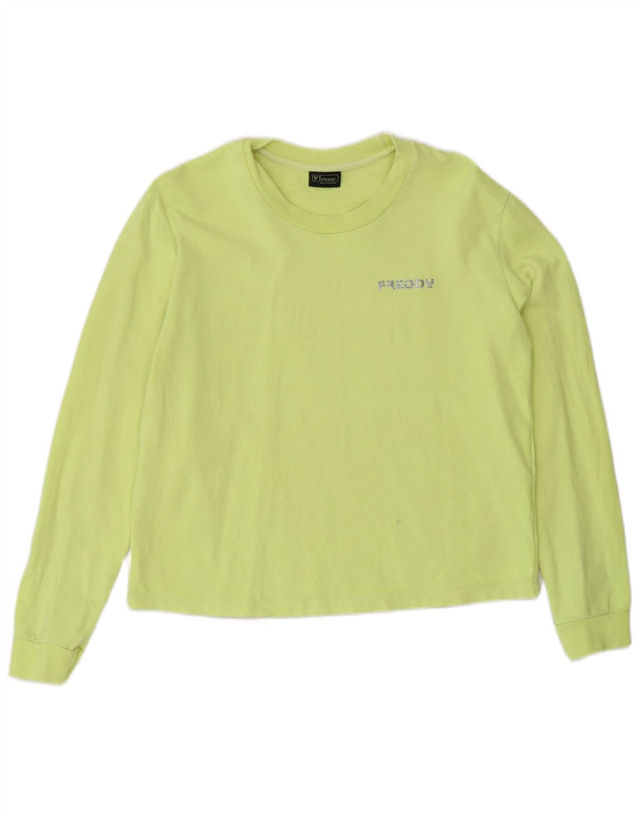 FREDDY Womens Top Long Sleeve UK 8 Small  Yellow Cotton