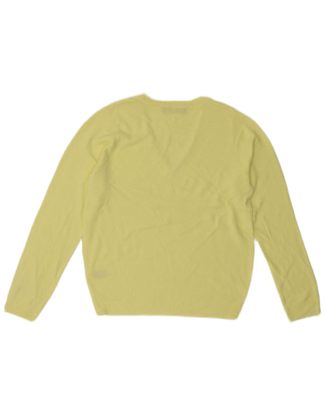 MARKS & SPENCER Womens V-Neck Jumper Sweater UK 10 Small Yellow Acrylic