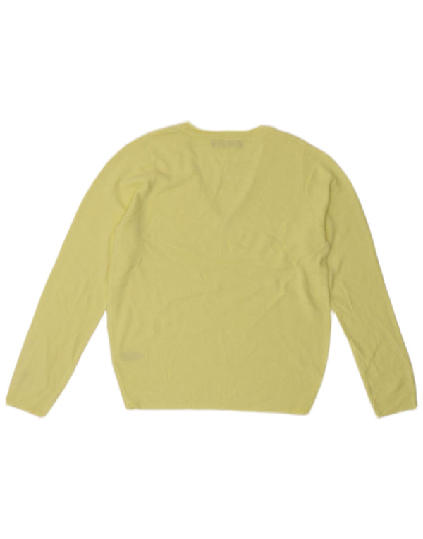 MARKS & SPENCER Womens V-Neck Jumper Sweater UK 10 Small Yellow Acrylic