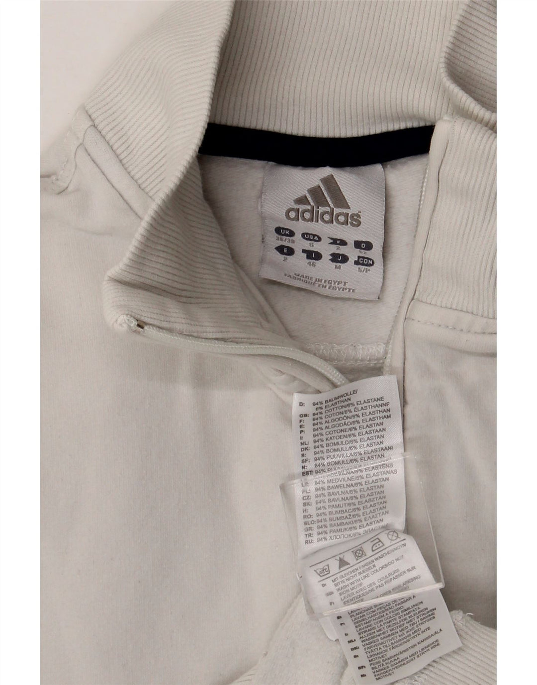 ADIDAS Mens Tracksuit Top Jacket UK 36/38 Small White Cotton