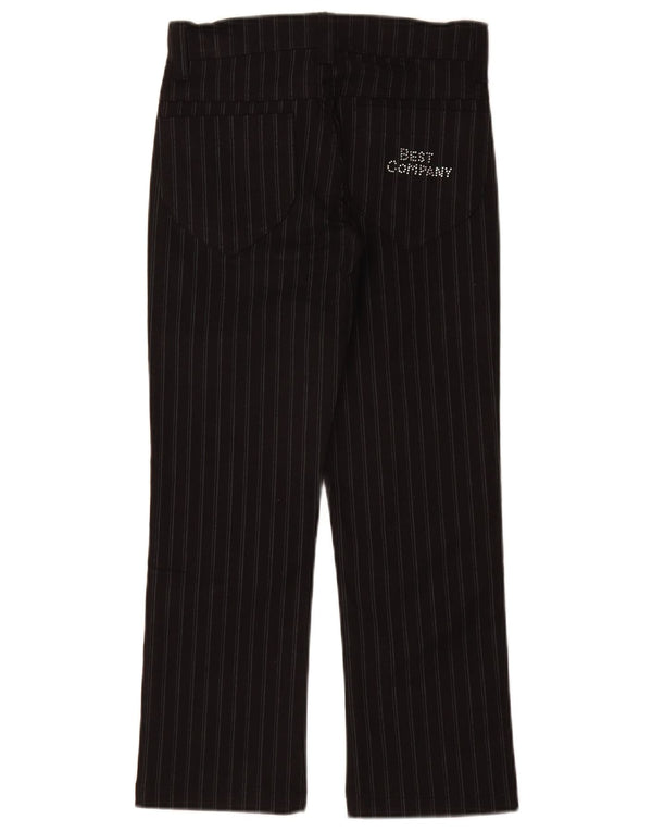 BEST COMPANY Girls Casual Trousers 7-8 Years W24 L25 Black Pinstripe