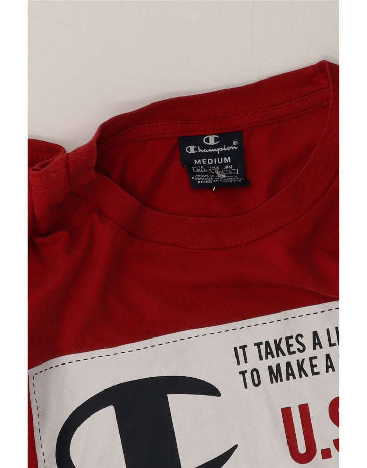 Champion Mens Graphic T-Shirt Top Medium Red