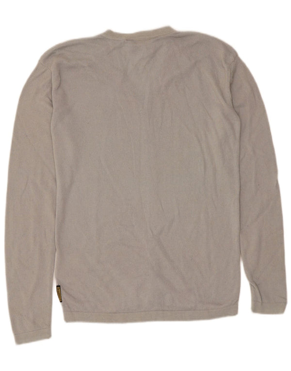 Armani Jeans Womens V-Neck Jumper Sweater UK 6 XS Grey Wool