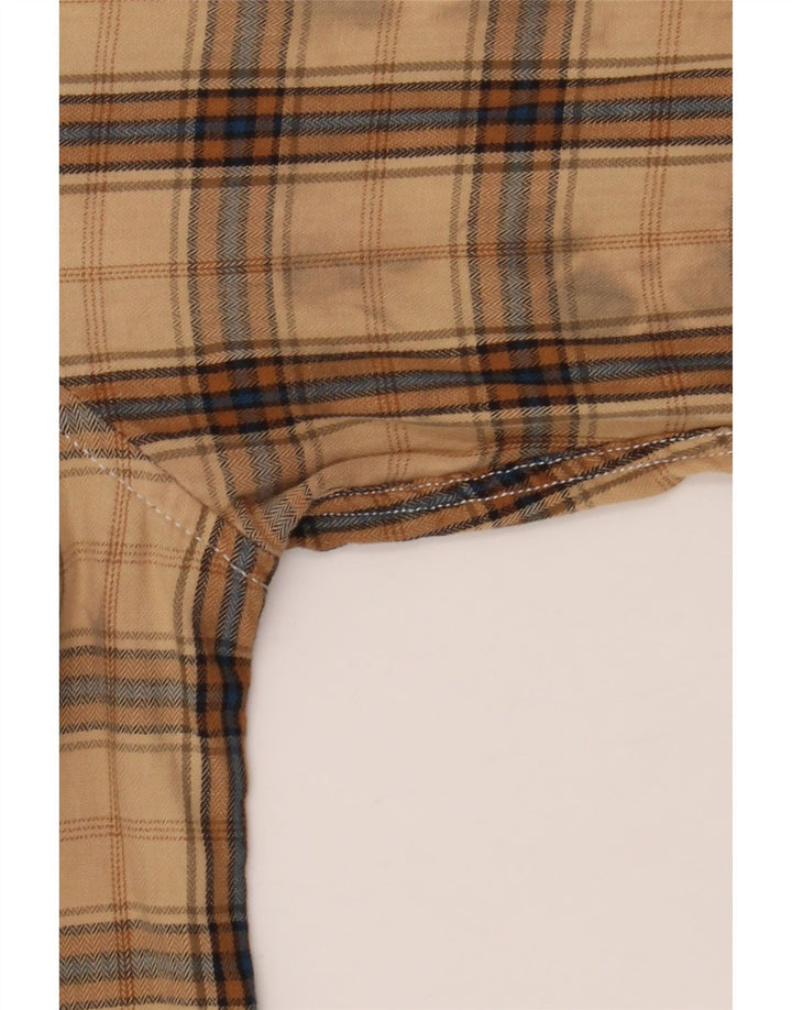 Guess Mens Flannel Shirt Small Beige Check Cotton