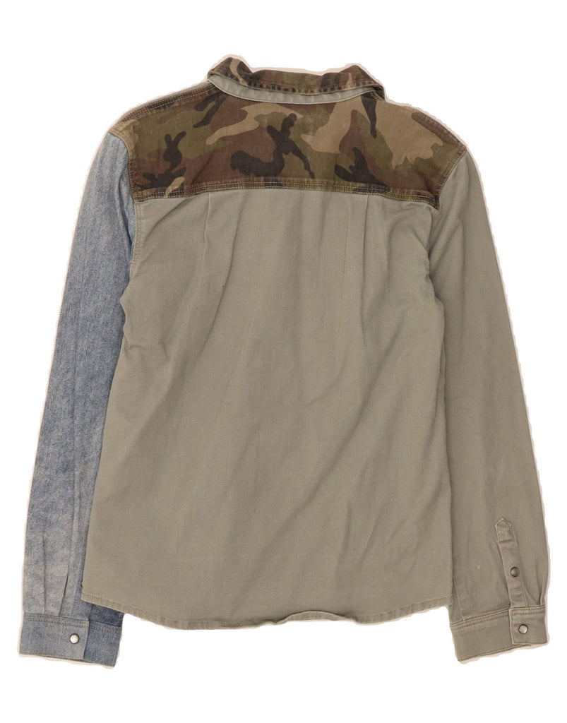 SIMONA BARBIERI Boys Twin-Set Shirt 11-12 Years Green Camouflage Cotton Vintage Simona Barbieri and Second-Hand Simona Barbieri from Messina Hembry 