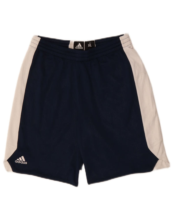 Adidas Boys Sport Shorts 13-14 Years XL Navy Blue Colourblock Polyester