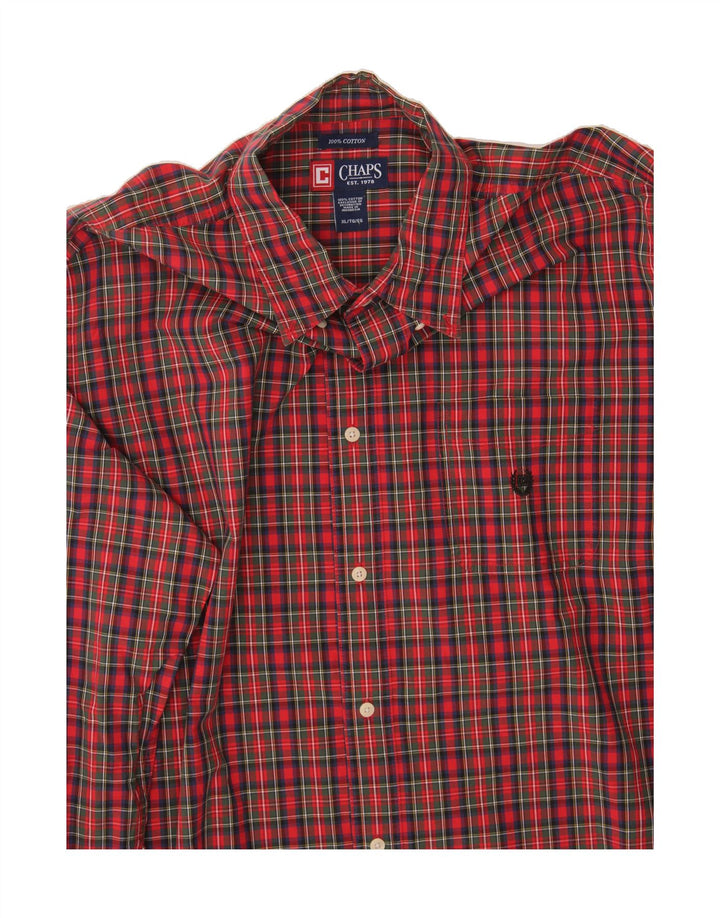CHAPS Mens Big & Tall Flannel Shirt XL Red Check Cotton Vintage Chaps and Second-Hand Chaps from Messina Hembry 