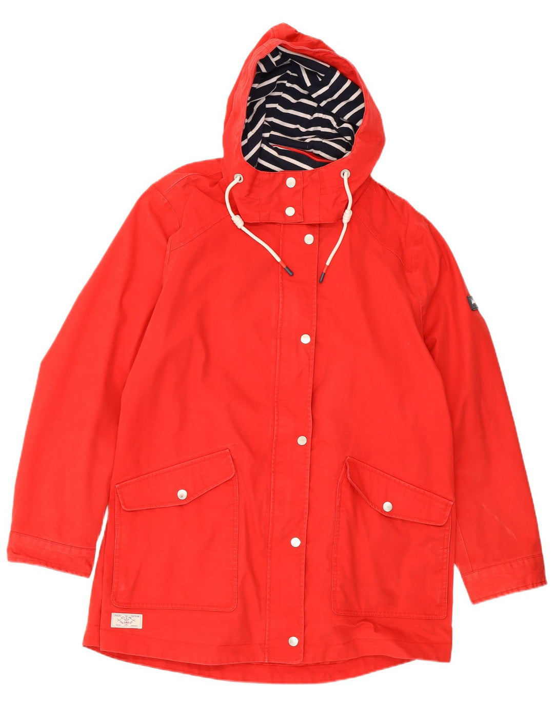 JOULES Womens Hooded Raincoat UK 16 Large Red Cotton