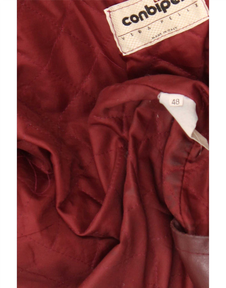 Conbipel Mens Leather Jacket IT 48 Medium Burgundy
