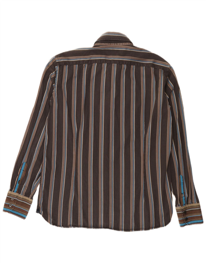 Ted Baker Mens Shirt Size 5 XL Brown Striped