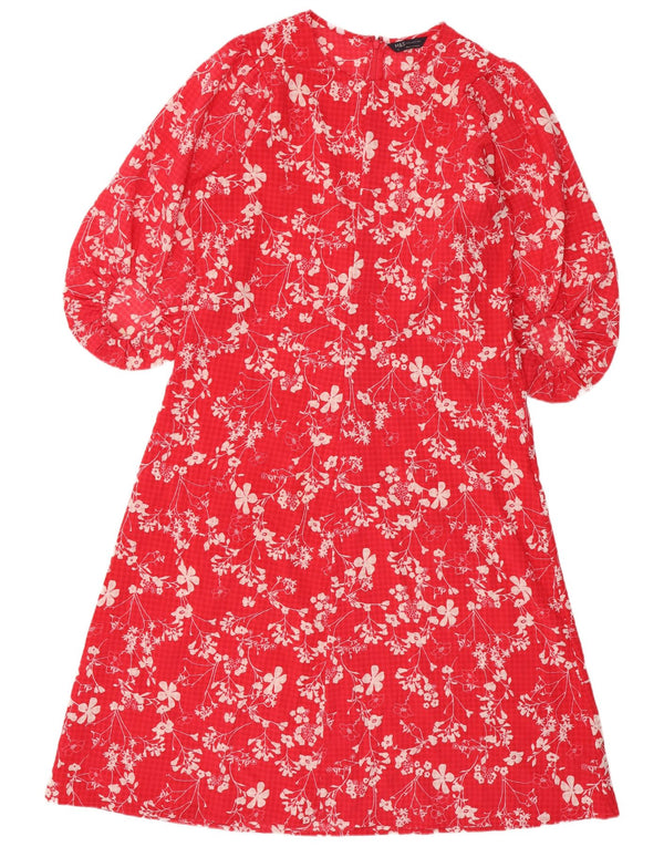 Marks & Spencer Womens 3/4 Sleeve Maxi Dress UK 16 Large Red Floral