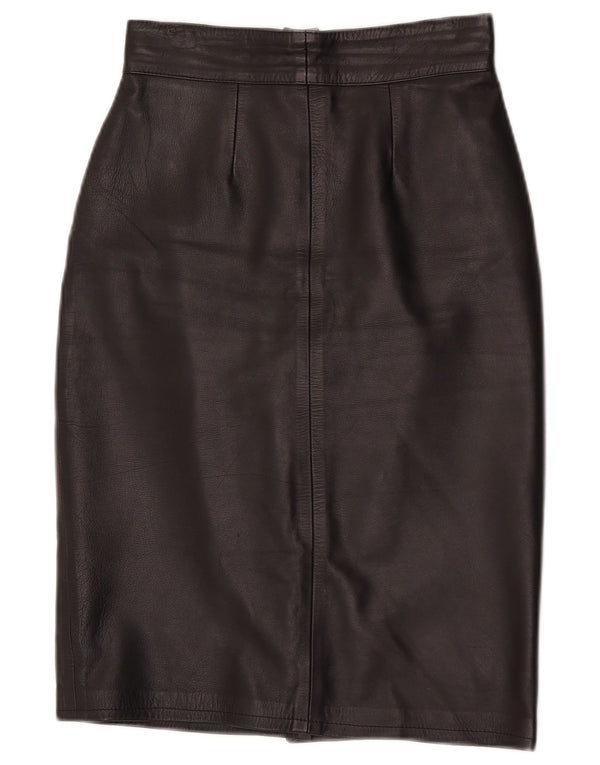 Vintage Womens Leather Skirt W24 XS Black