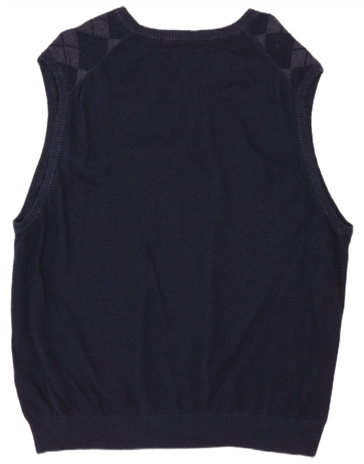 IZOD Mens Vest Tank Top 2XL Navy Blue Argyle/Diamond Cotton