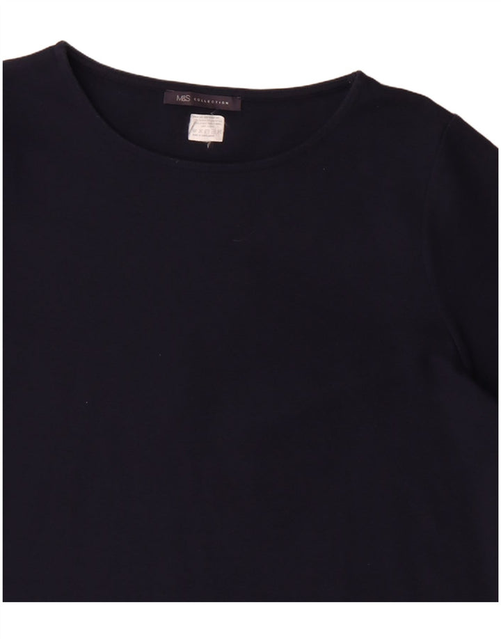 Marks & Spencer Womens 3/4 Sleeve Basic Dress UK 16 Large Navy Blue Classic