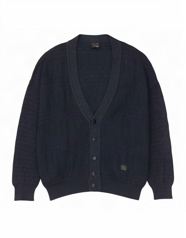 Paco Calvari Mens Cardigan Sweater IT 54/56 XL Navy Blue Geometric