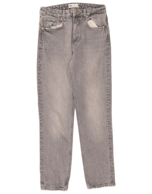 Zara Womens High Rise Slim Jeans EU 36 XS W26 L27 Grey Cotton