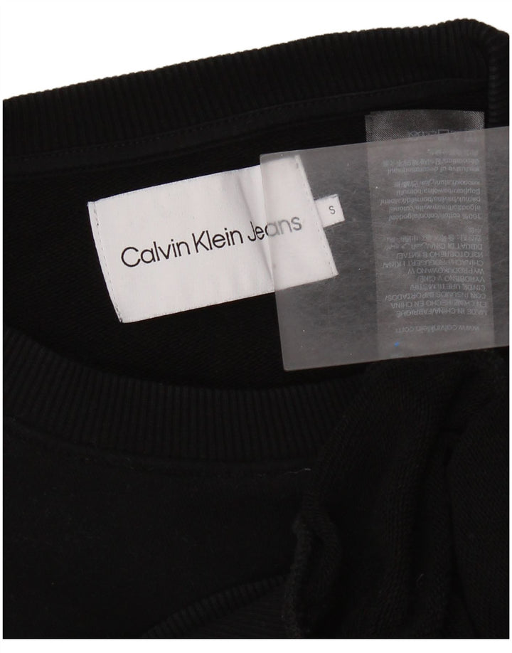 CALVIN KLEIN JEANS Womens Crop Sweatshirt Jumper UK 10 Small Black