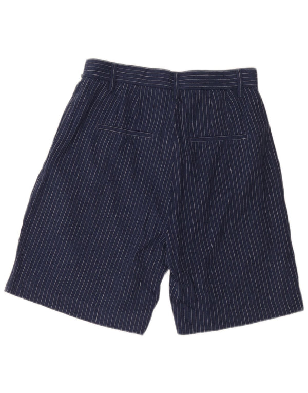 Carrera Womens Pegged Chino Shorts W29 Medium Navy Blue Pinstripe Linen
