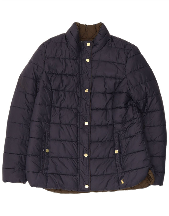 Joules Womens Reversible Padded Jacket UK 16 Large Navy Blue Polyamide