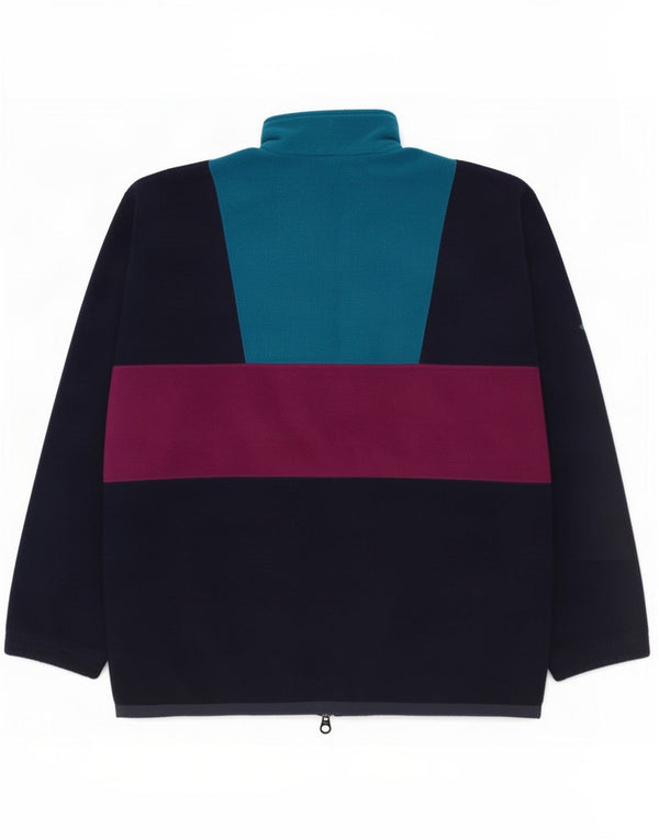 Brugi Mens Zip Neck Fleece Jumper XL Navy Blue Colourblock