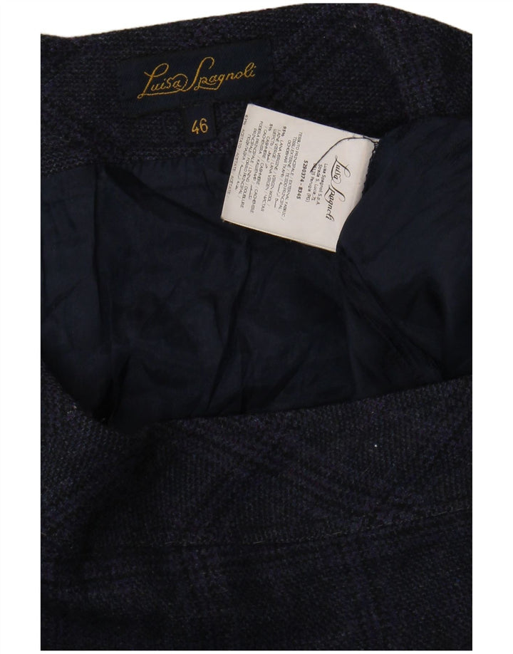 Luisa Spagnoli Womens Pencil Skirt IT 46 Large W36 Navy Blue Check