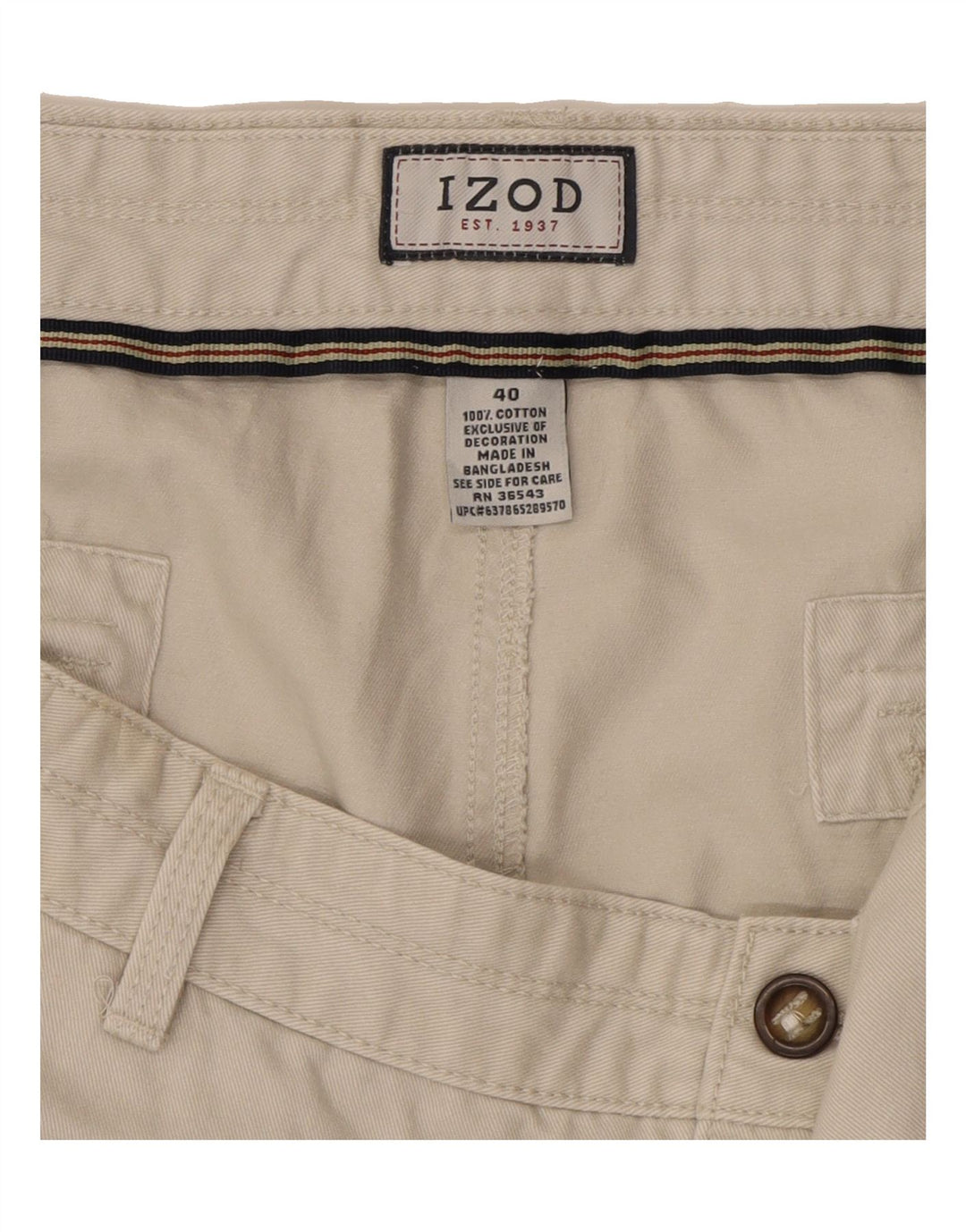 IZOD Mens Cargo Shorts W40 XL Beige Cotton Vintage Izod and Second-Hand Izod from Messina Hembry 