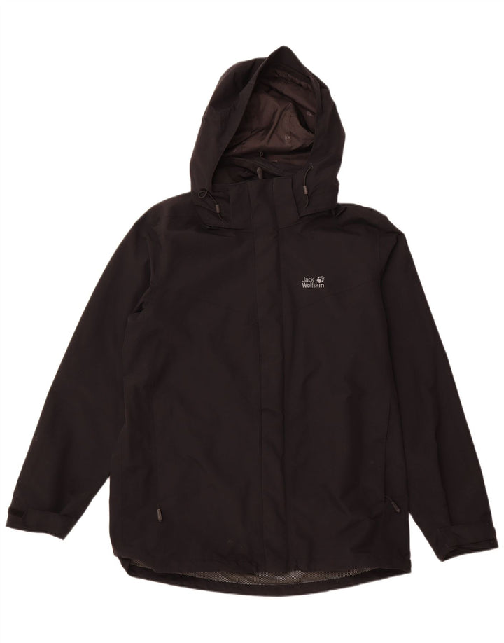JACK WOLFSKIN Mens Hooded Rain Jacket UK 42 Large Black Polyamide