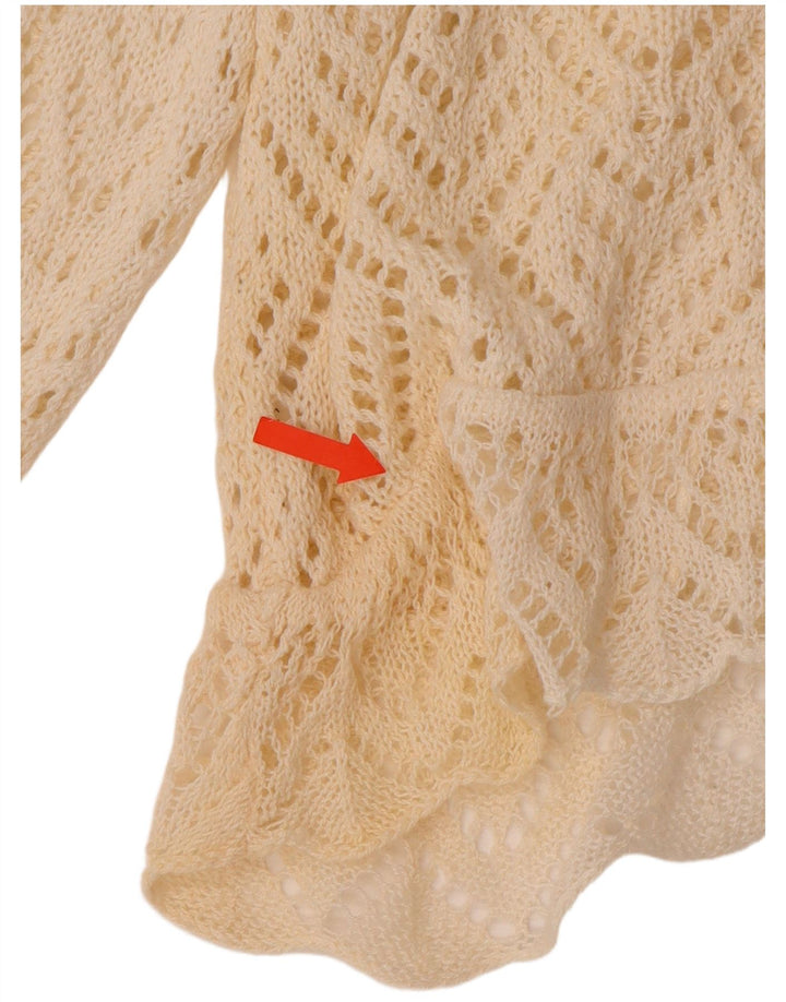 VINTAGE Womens Crop 3/4 Sleeve Crochet Cardigan Sweater UK 18 XL Off White