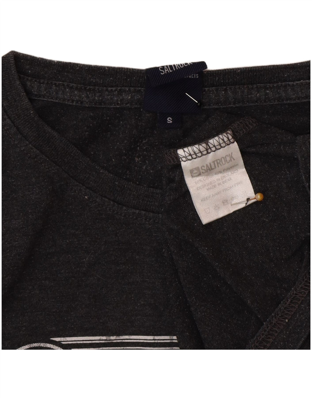 Saltrock Mens Graphic T-Shirt Top Small Grey Cotton