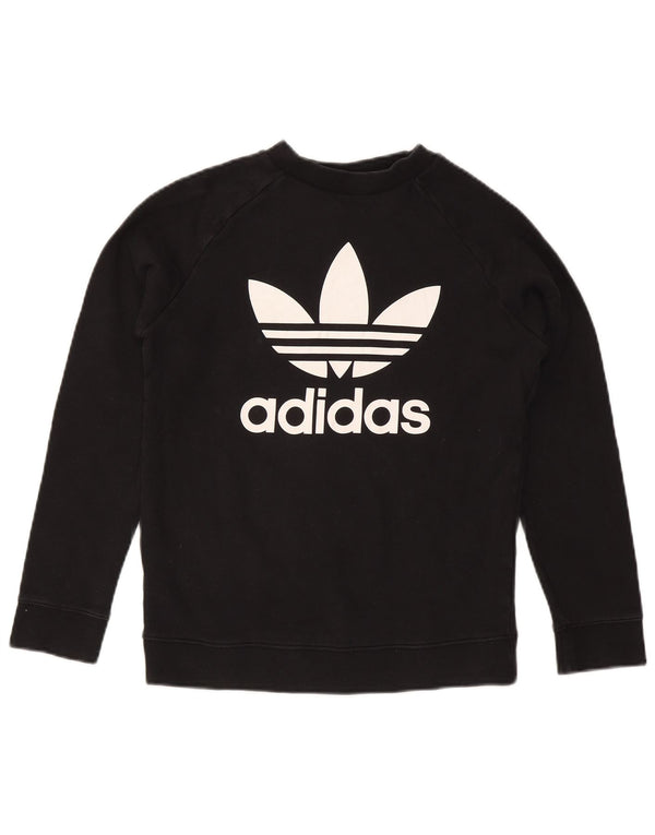 Adidas Womens Graphic Sweatshirt Jumper UK 12 Medium Black