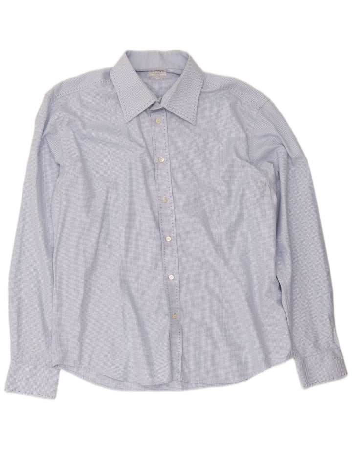 Ted Baker Mens Shirt Size 6 2XL Blue Houndstooth Cotton