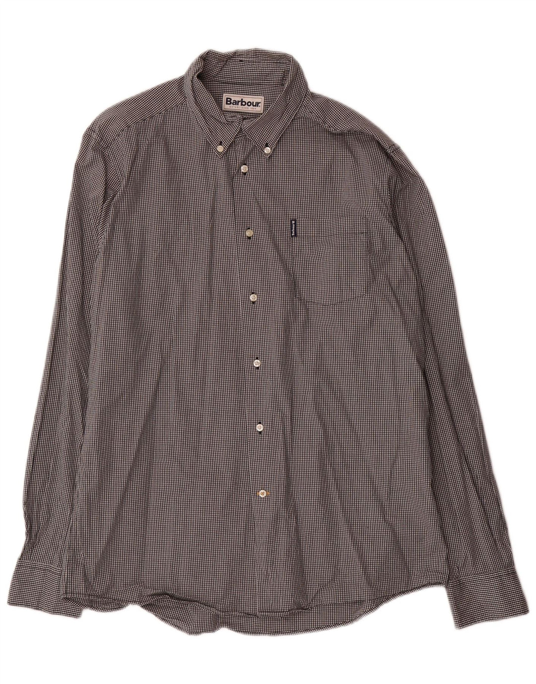 Barbour Mens Tailored Fit Shirt Large Black Gingham Cotton