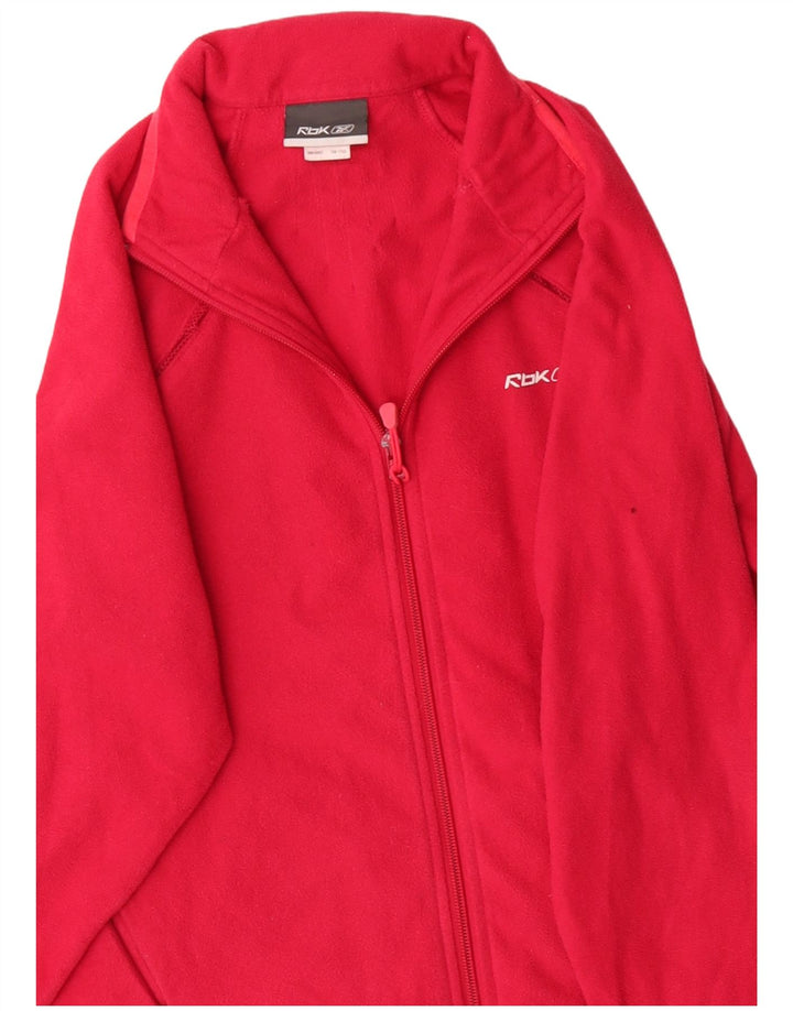 REEBOK Womens Fleece Jacket UK 10 Small Red Polyester