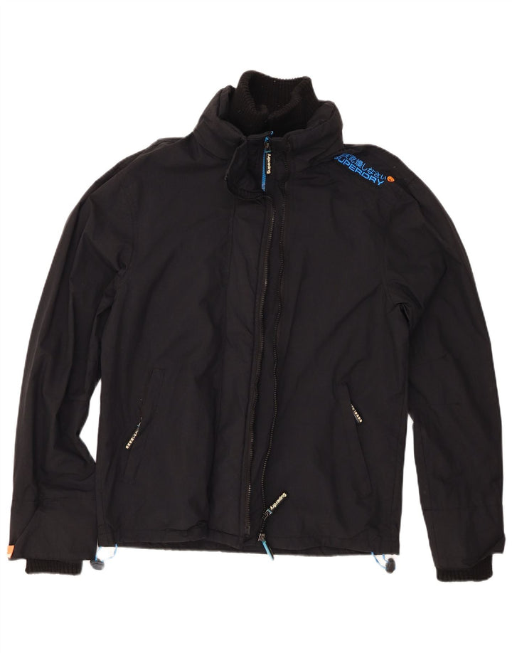 SUPERDRY Mens Windcheater Windbreaker Jacket UK 40 Large Black Nylon