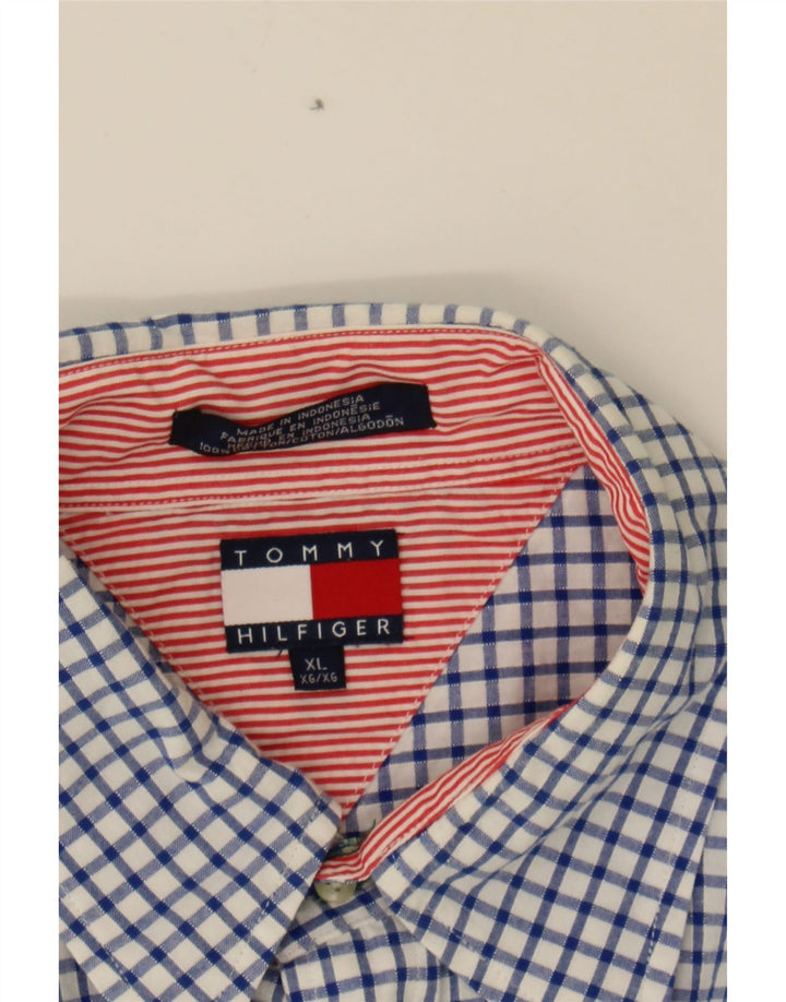 TOMMY HILFIGER Mens Shirt XL Blue Check Cotton Vintage Tommy Hilfiger and Second-Hand Tommy Hilfiger from Messina Hembry 