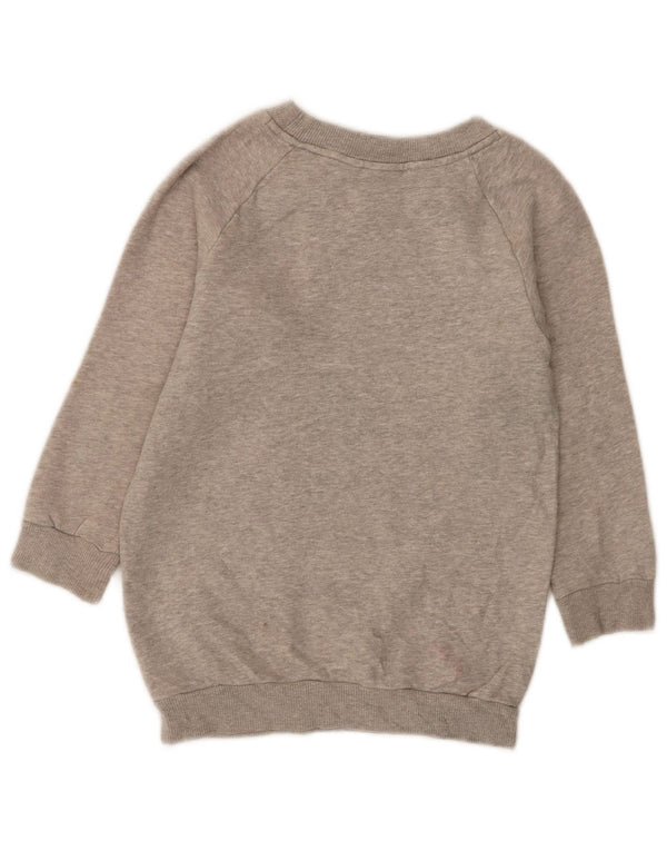 Adidas Girls Graphic Sweatshirt Jumper 7-8 Years Grey Flecked Cotton