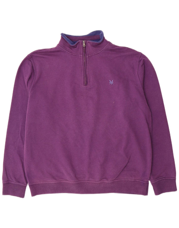 Crew Clothing Mens Zip Neck Sweatshirt Jumper 2XL Purple Cotton