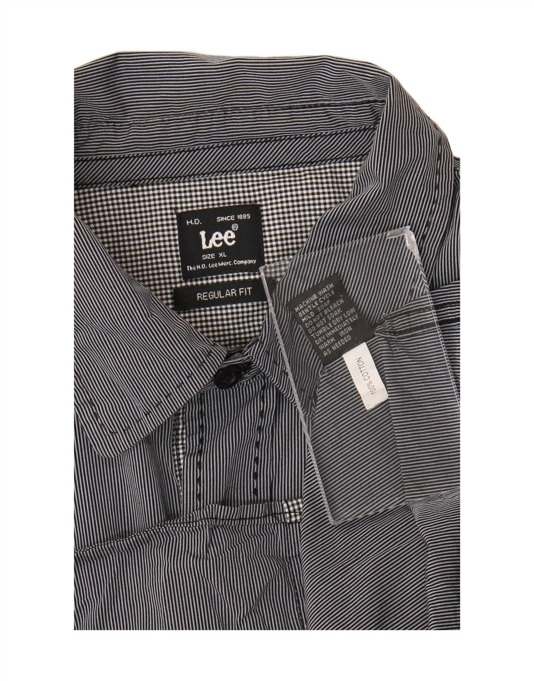Lee Mens Regular Fit Shirt XL Blue Pinstripe Cotton