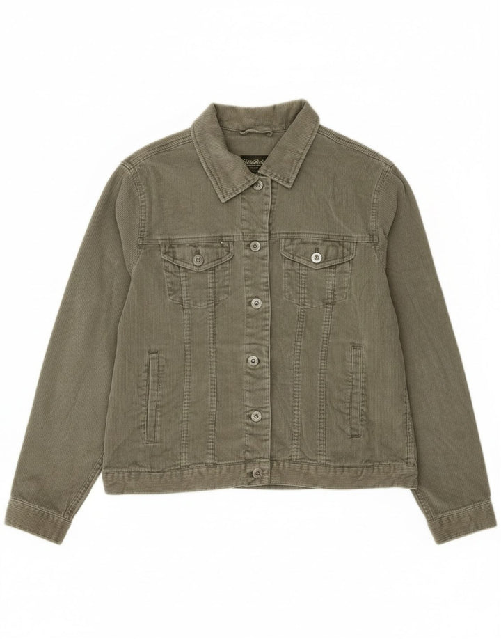 Eddie Bauer Womens Corduroy Jacket UK 16 Large Green Cotton