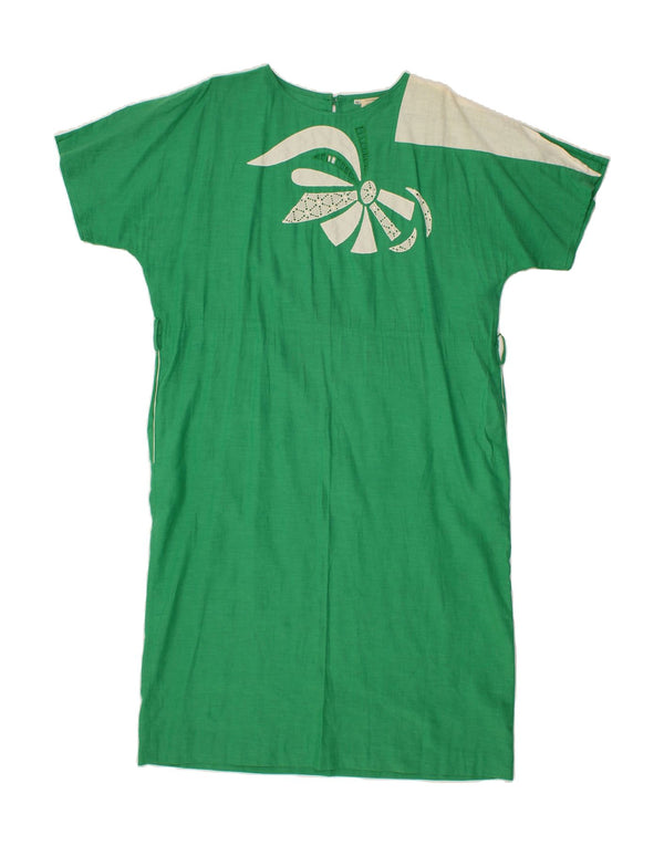 VINTAGE Womens Sheath Dress IT 48 XL Green Floral