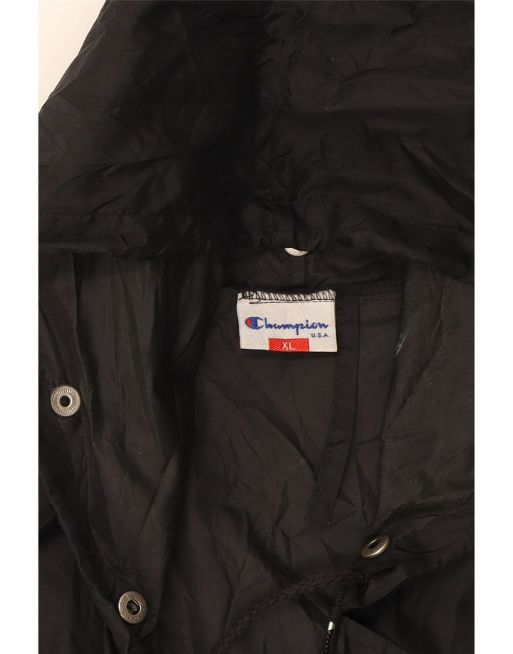 CHAMPION Mens Hooded Rain Jacket UK 42 XL Black Polyamide Vintage Champion and Second-Hand Champion from Messina Hembry 
