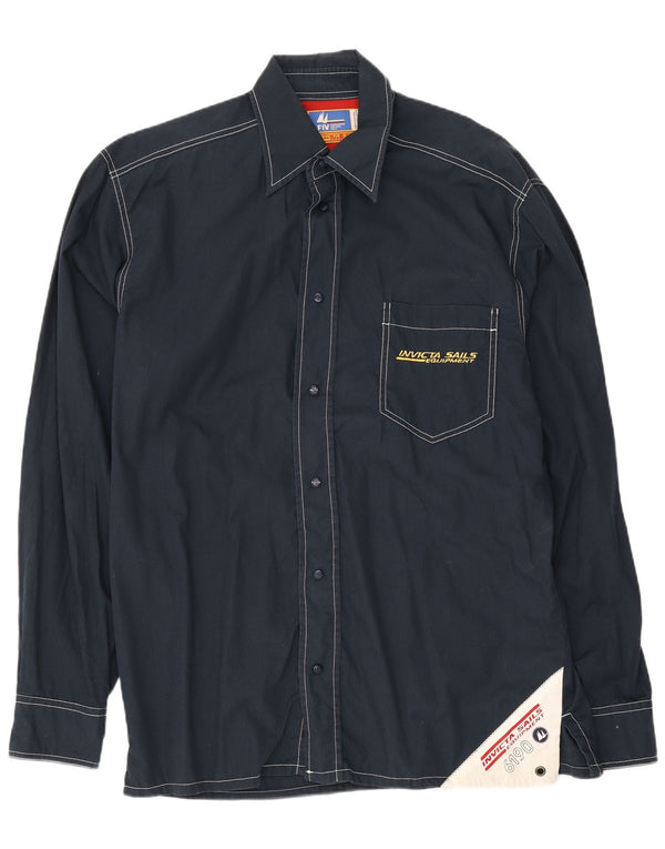 Invicta Mens Sailwear Graphic Shirt Small Navy Blue Colourblock Cotton
