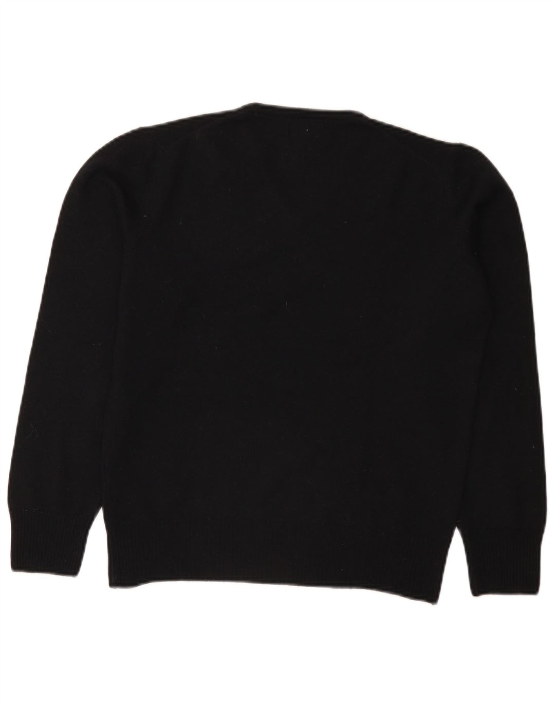 Zara Mens V-Neck Jumper Sweater Medium Black Wool