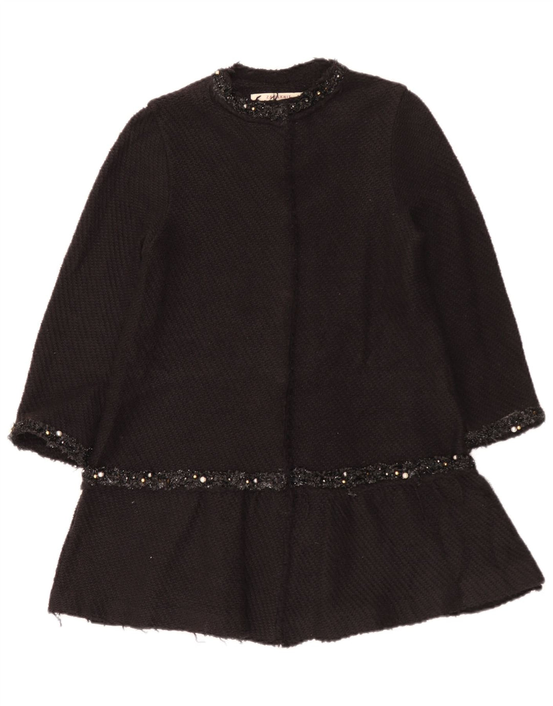 Zara Womens Overcoat UK 12 Medium Black Cotton