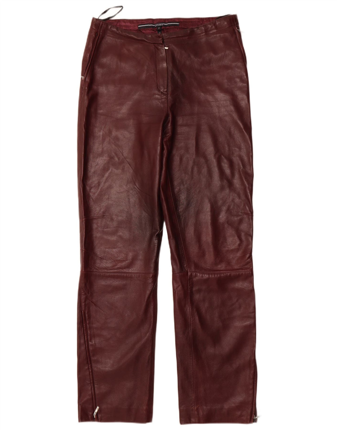 ESCADA Womens Straight Trousers EU 38 Medium W32 L31 Maroon Leather