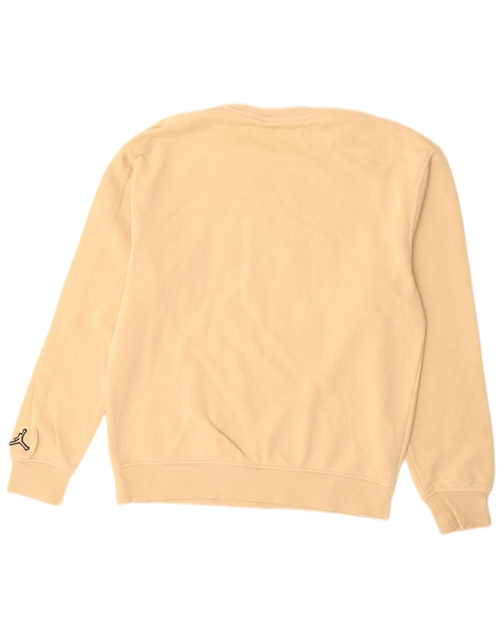 JORDAN Mens Graphic Sweatshirt Jumper Small Beige Cotton