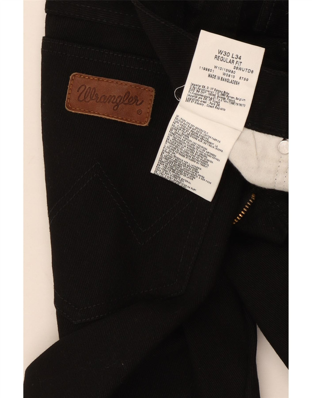 Wrangler Mens Straight Jeans W30 L31 Black Cotton